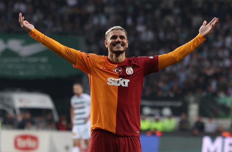 Mauro Icardi attaccante del Galatasaray esulta dopo un gol segnato