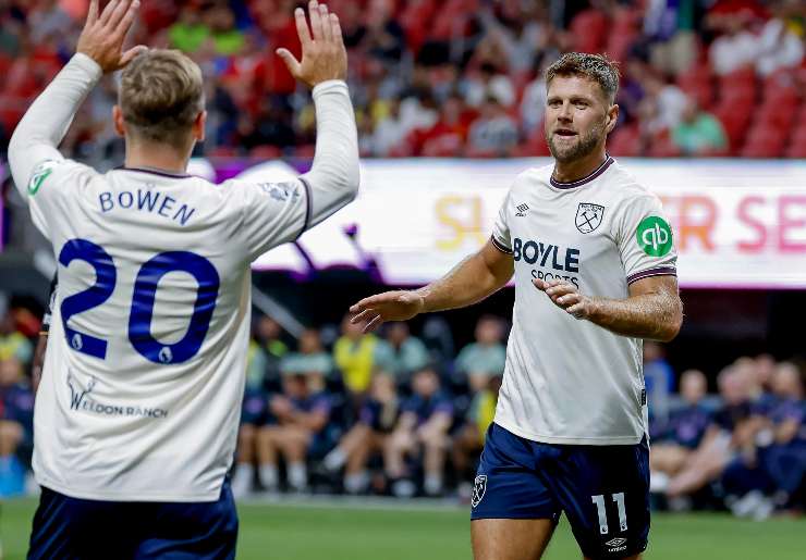Niclas Fullkrug attaccante del West Ham esulta dopo un gol in Premier League