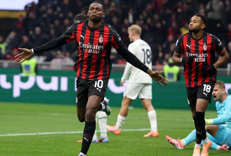 Rafael Leao esulta dopo un gol in Milan Lazio 