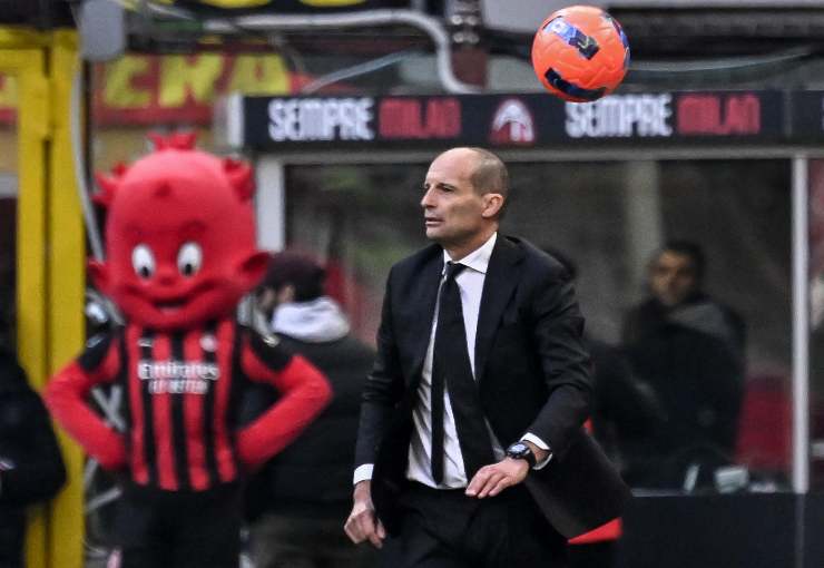Massimiliano Allegri allenatore rossonero durante Milan Sassuolo