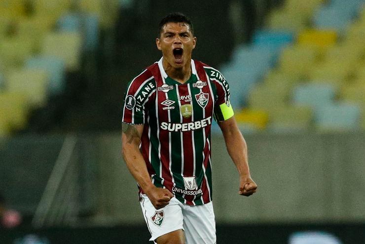 Thiago Silva difensore del Fluminense esulta durante una partita