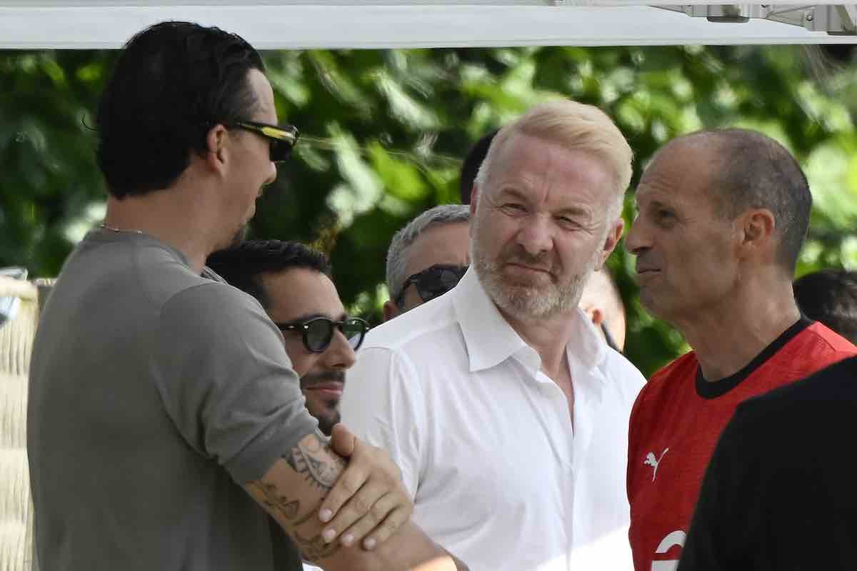 Igli Tare a Milanello con Ibra e Allegri